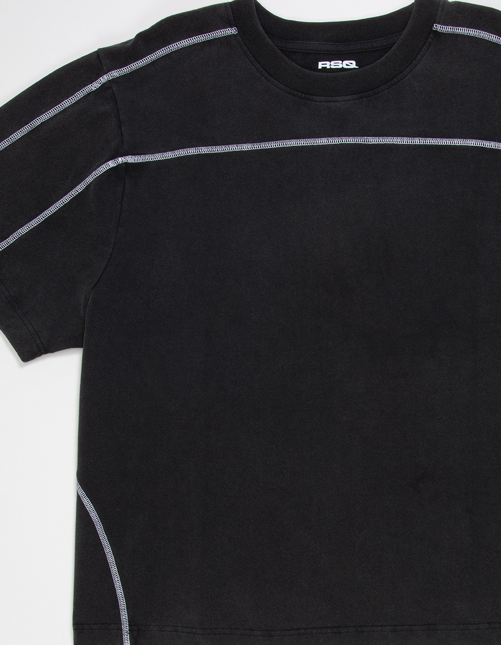 RSQ Mens Seamed Boxy Tee - BLACK
