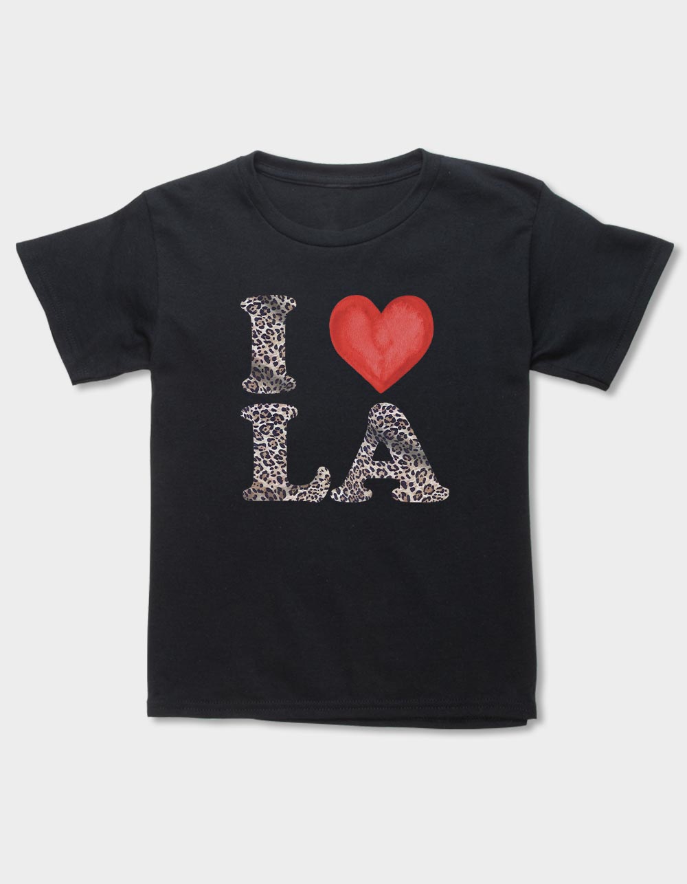 LEOPARD I Heart LA Unisex Kids Tee - BLACK
