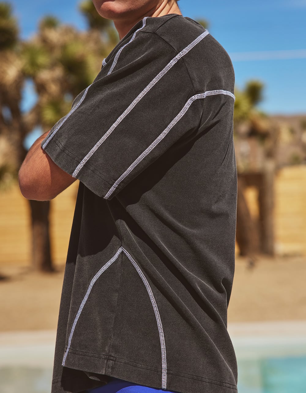 RSQ Mens Seamed Boxy Tee - BLACK