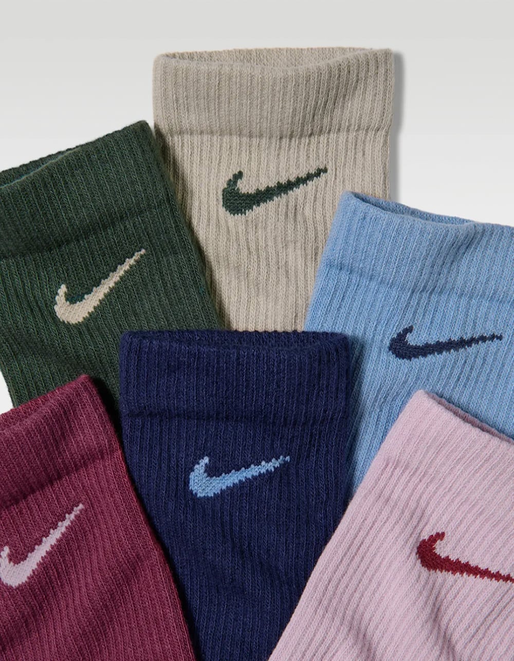 NIKE Everyday Elevated 6 Pack Mens Crew Socks - PINK COMBO