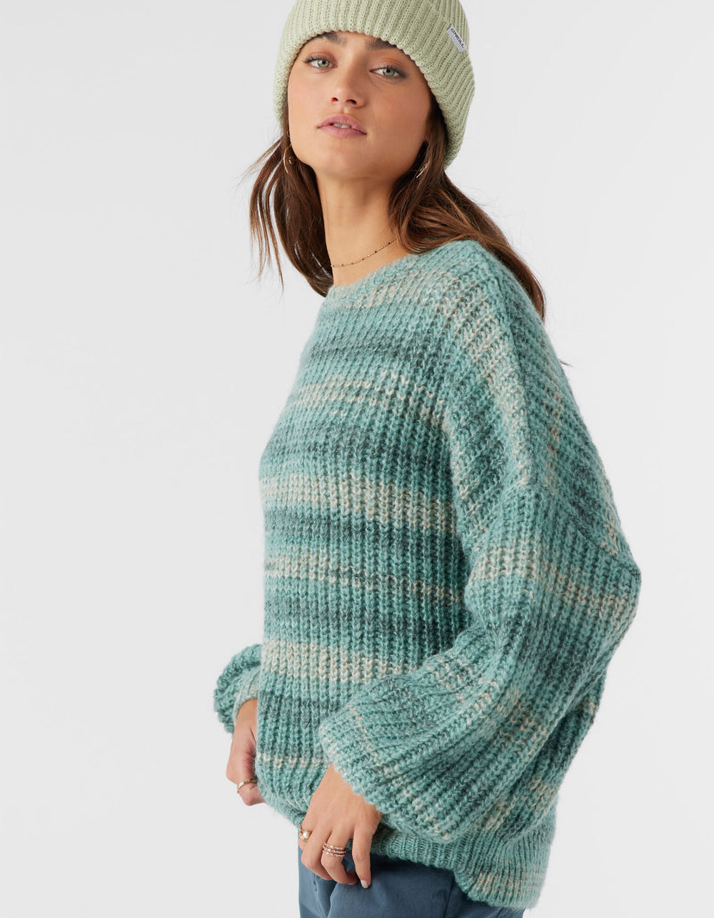 O'NEILL Bayou Ombre Womens Striped Slouchy Sweater - BLUE COMBO
