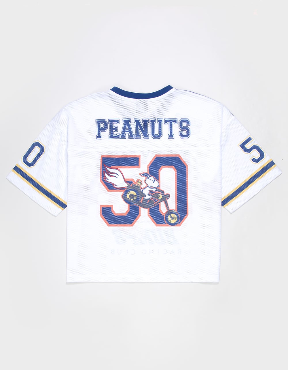 RSQ x Peanuts Mens Baggy Crop Mesh Racing Jersey - WHITE