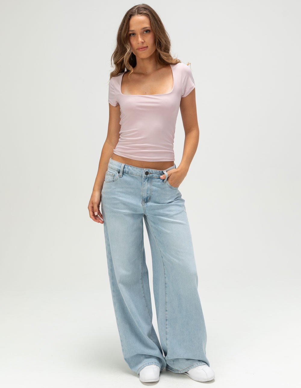 TILLYS Butter Soft Womens Square Neck Tee - ORCHID