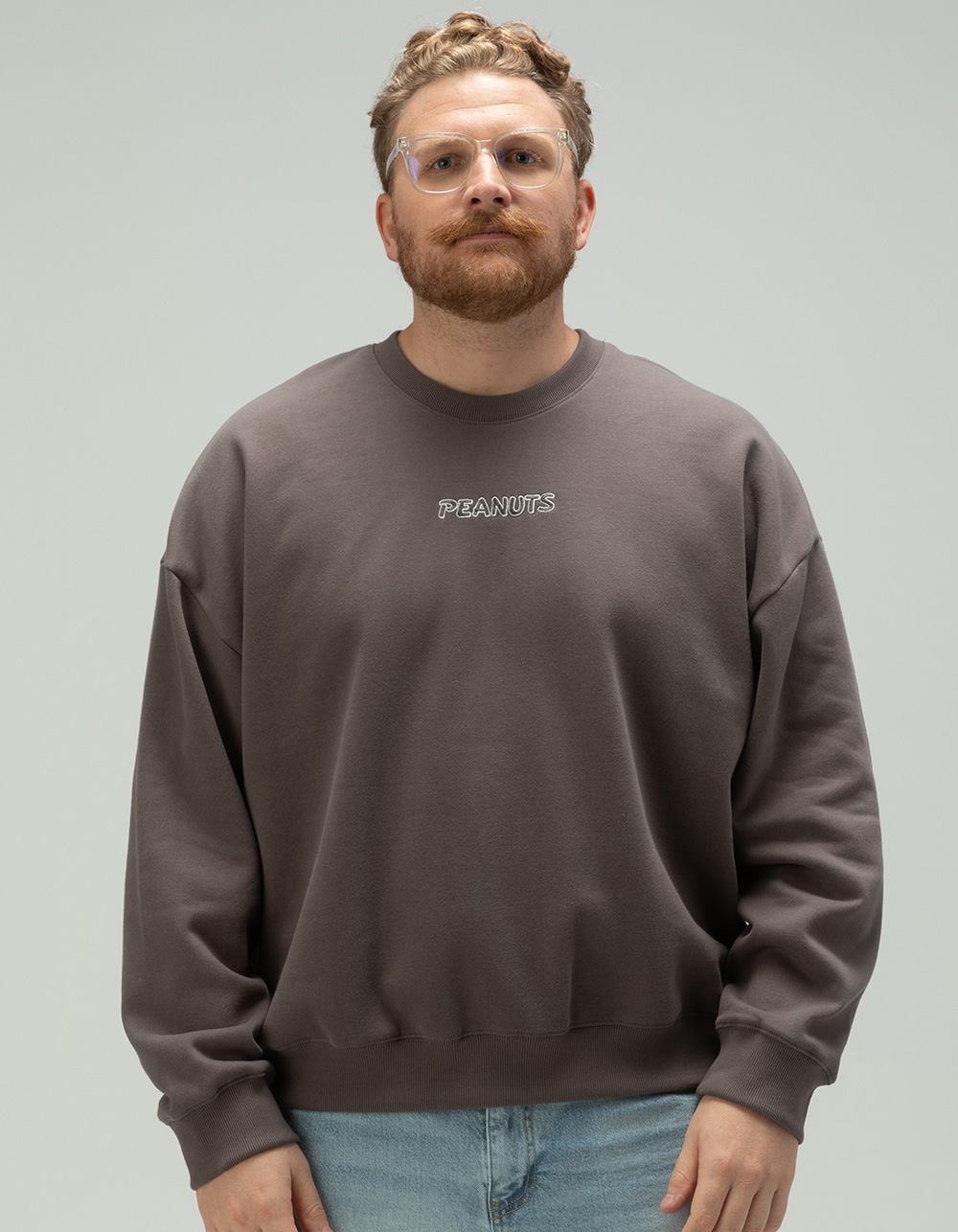 RSQ x Peanuts Together Mens Oversized Crewneck Sweatshirt - DARK GRAY