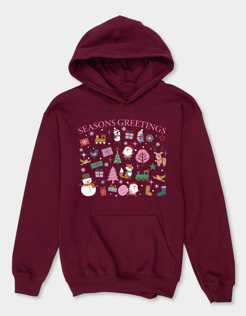 SEASONS Icons Greetings Unisex Kids Hoodie - MAROON