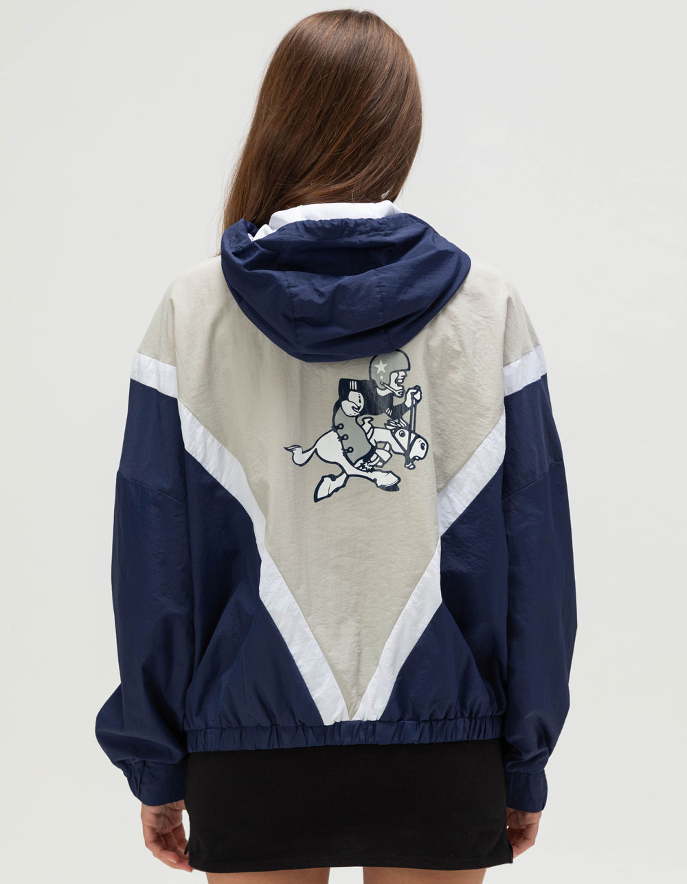 WEAR BY ERIN ANDREWS Dallas Cowboys Womens Windbreaker Jacket - NAVY