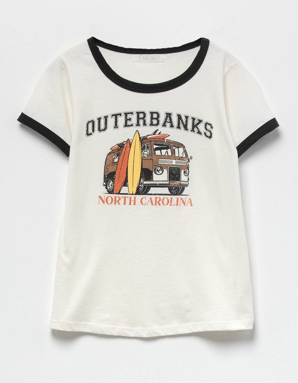 FULL TILT Outer Banks Girls Ringer Boyfriend Tee Cream Combo Tillys