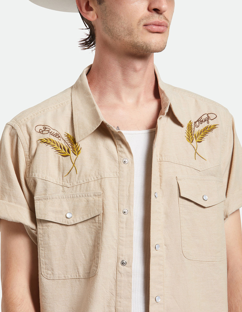 BRIXTON x Ford Mens Western Snap Front Shirt - TAUPE