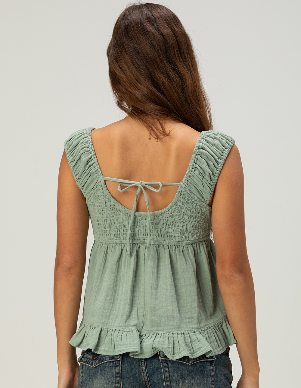 WEST OF MELROSE Womens Babydoll Top - SAGE