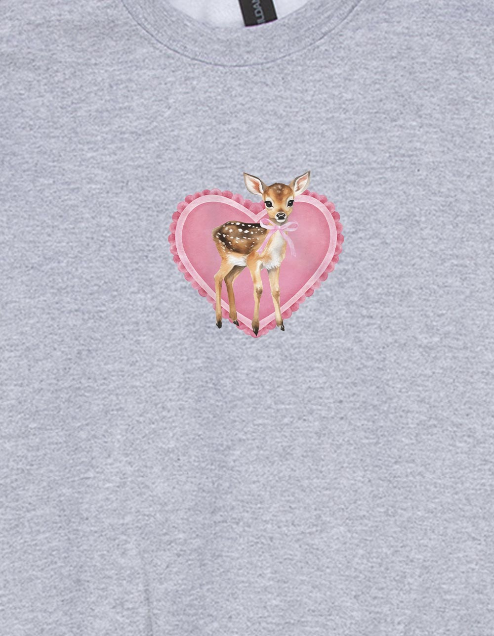 DEER Heart Unisex Kids Crewneck Sweatshirt - HEATHER GRAY