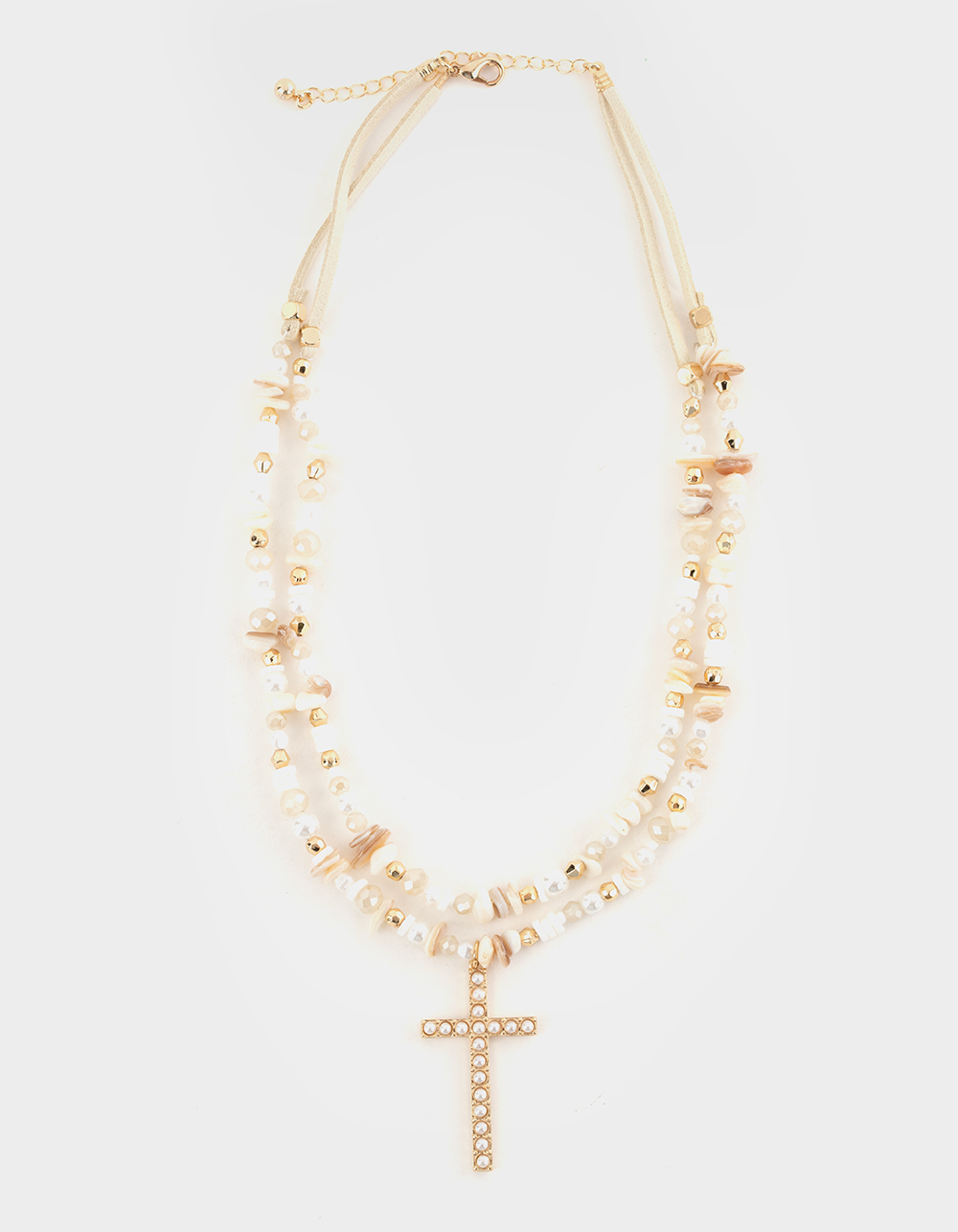 FULL TILT Layered Beaded Cross Necklace - MULTI