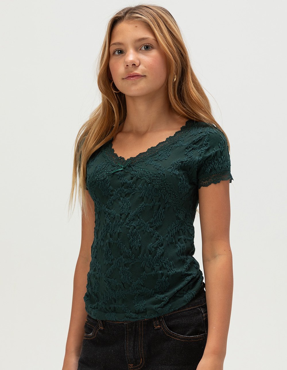 RSQ Girls Lace Seamless Top - GREEN