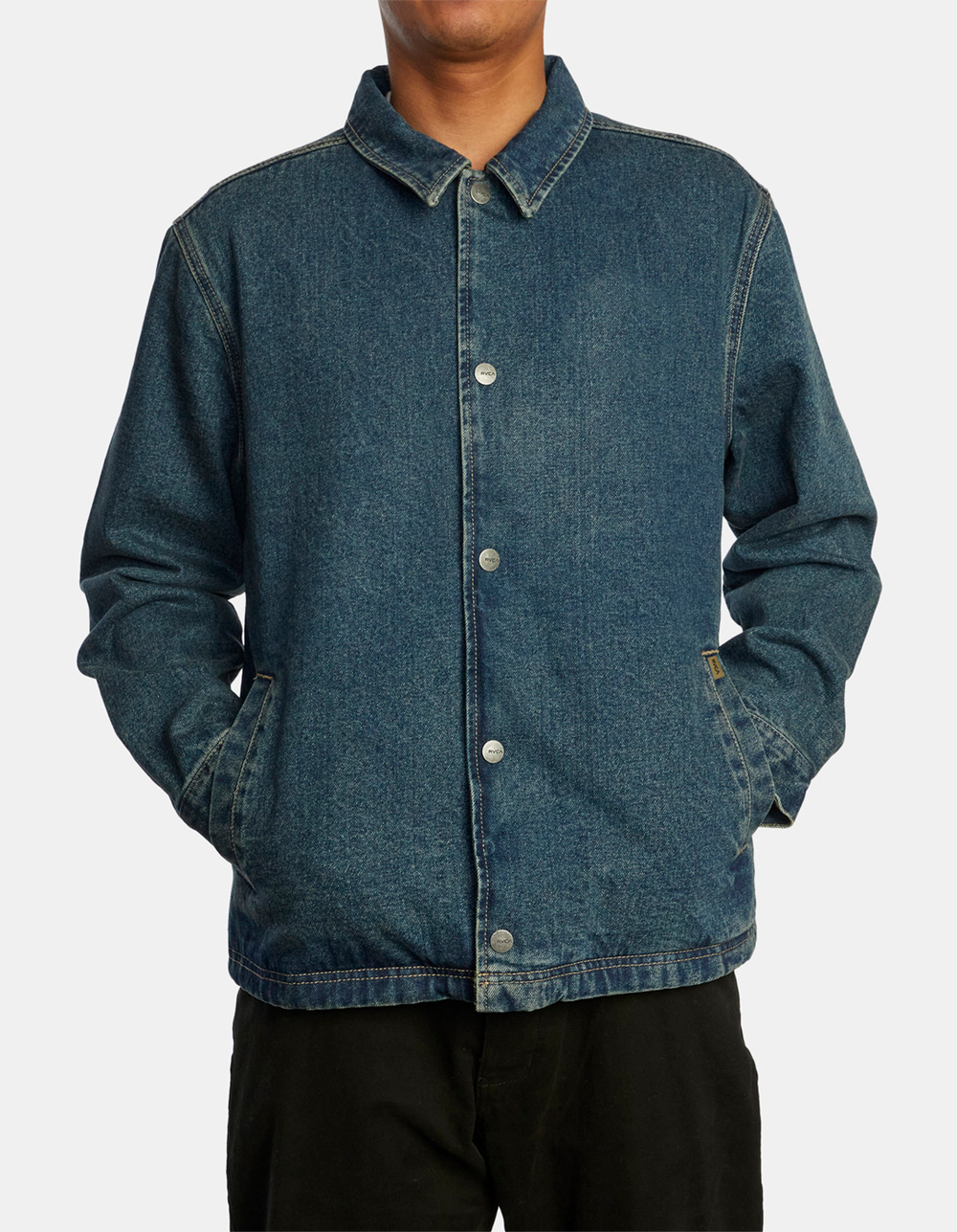 RVCA Everett Mens Denim Coaches Jacket BLUE Tillys