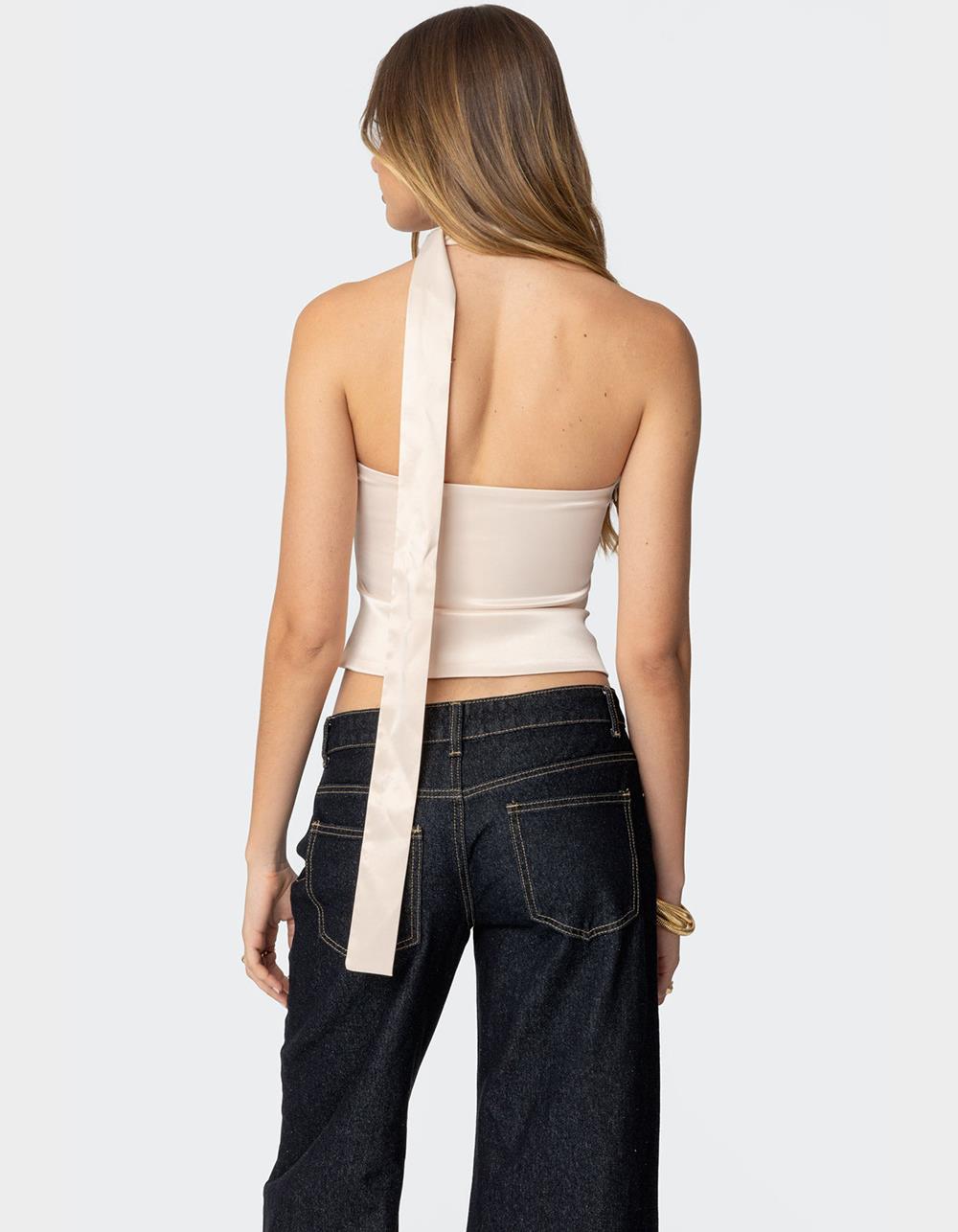 EDIKTED Strapless Two Piece Scarf Top - GOLD