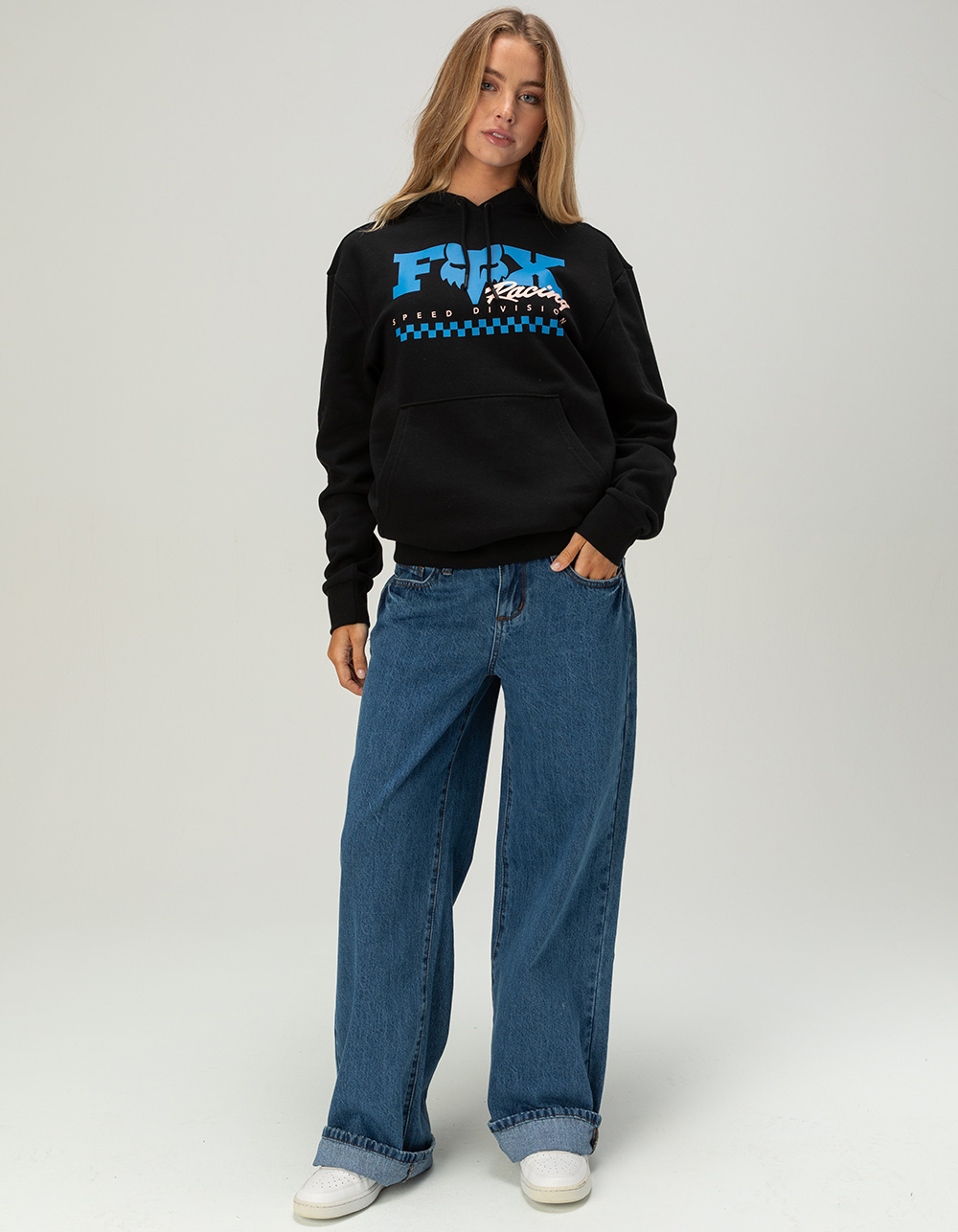 FOX Checker Womens Hoodie - BLACK