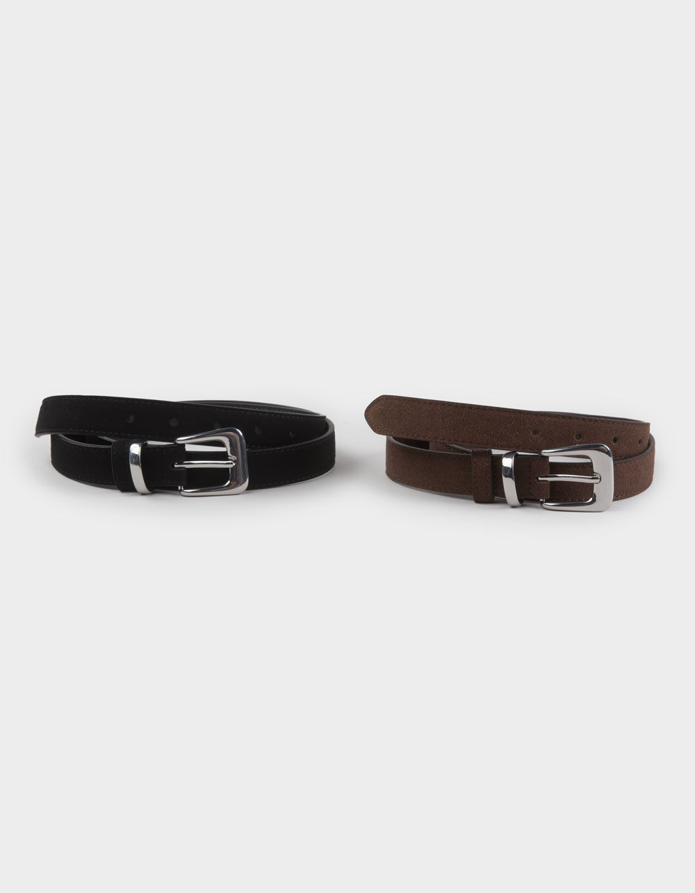 2 Pack Suede Bonded Leather Belts - BROWN/BLACK