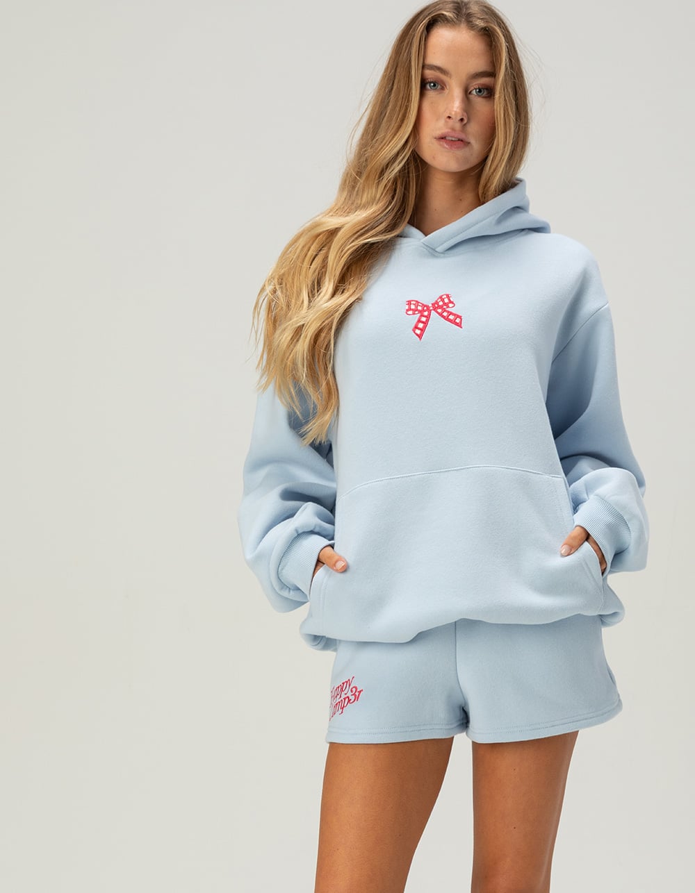 HAPPY CAMP3R Honey & Jam Ellie Womens Sweat Shorts - SKY BLUE