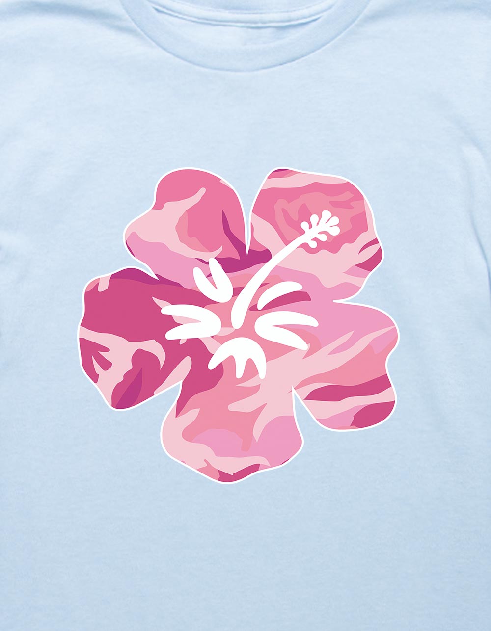 HIBISCUS Pink Camo Unisex Kids Tee - LIGHT BLUE