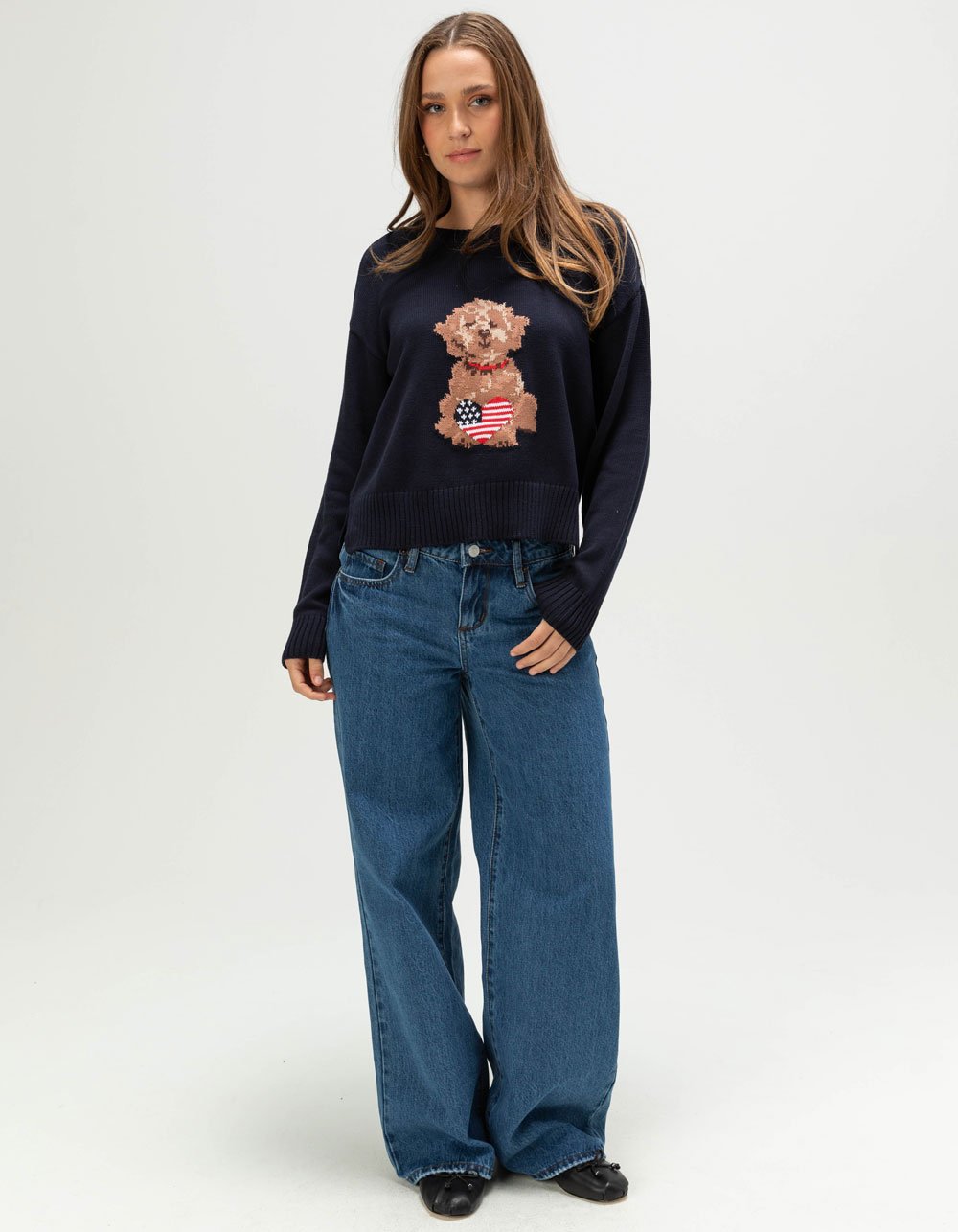 RSQ Womens Dog Sweater - NAVY