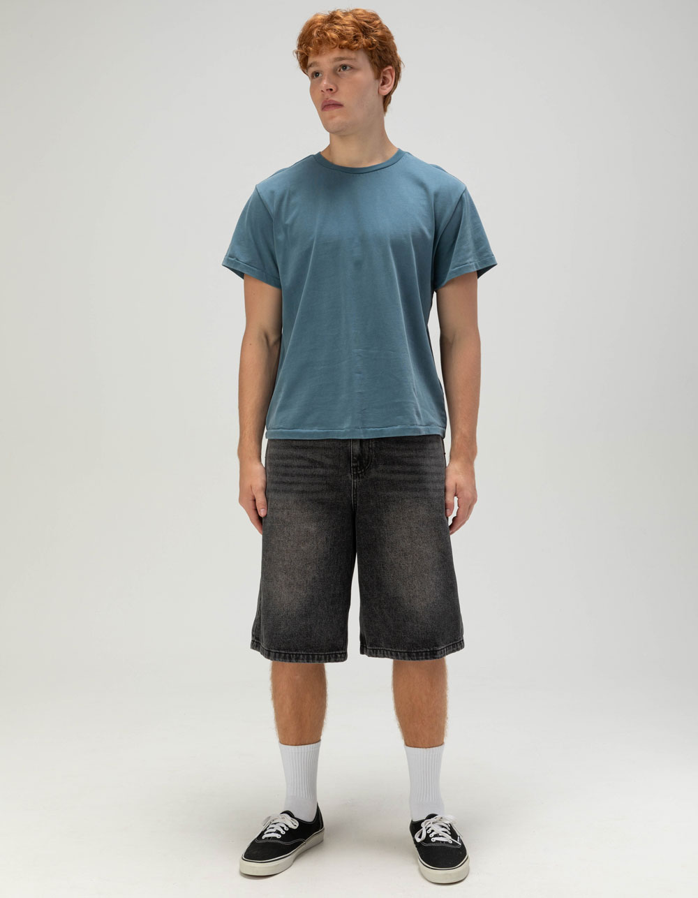 RSQ Mens Baggy Studded Jorts - WASHED BLACK