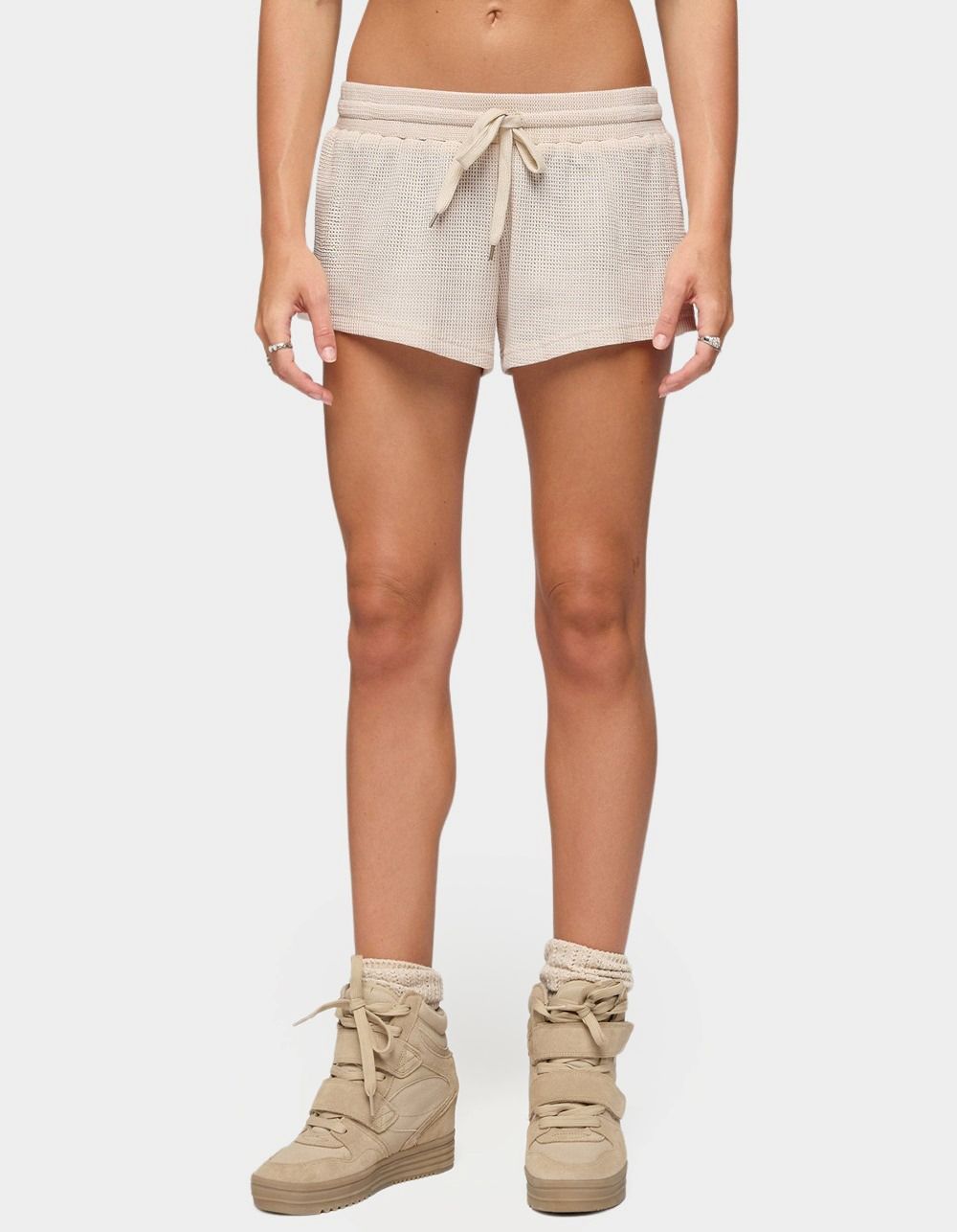 EDIKTED Baila Waffle Shorts