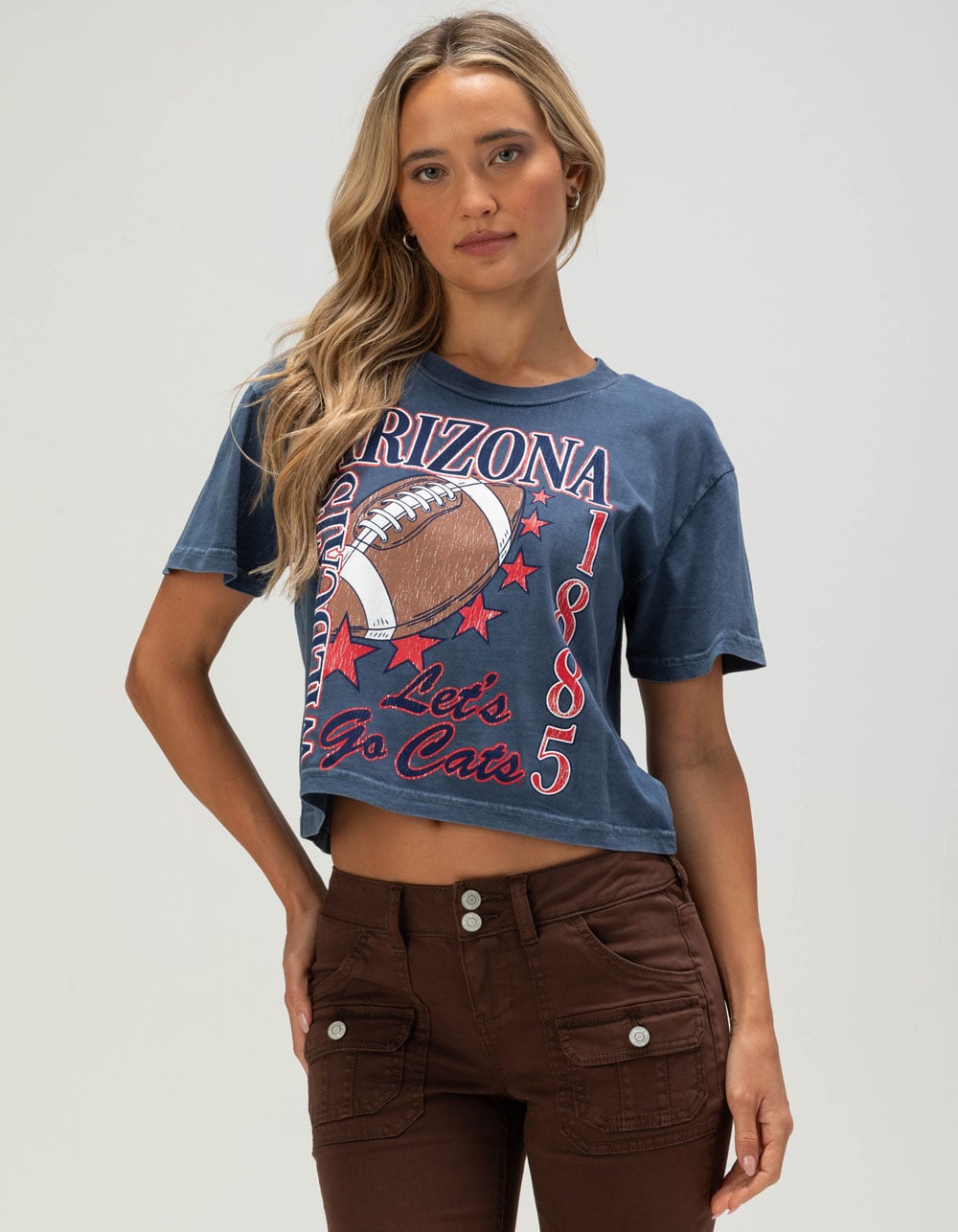 CHICKA-D University of Arizona Short 'n Sweet Womens Crop Tee - BLUE