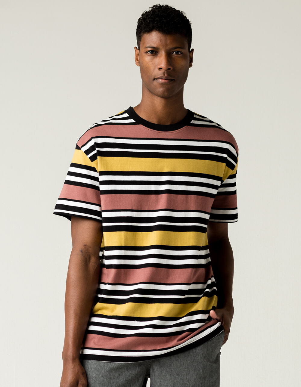 RSQ Oversized Striped Mens T-Shirt - BLACK/RED | Tillys