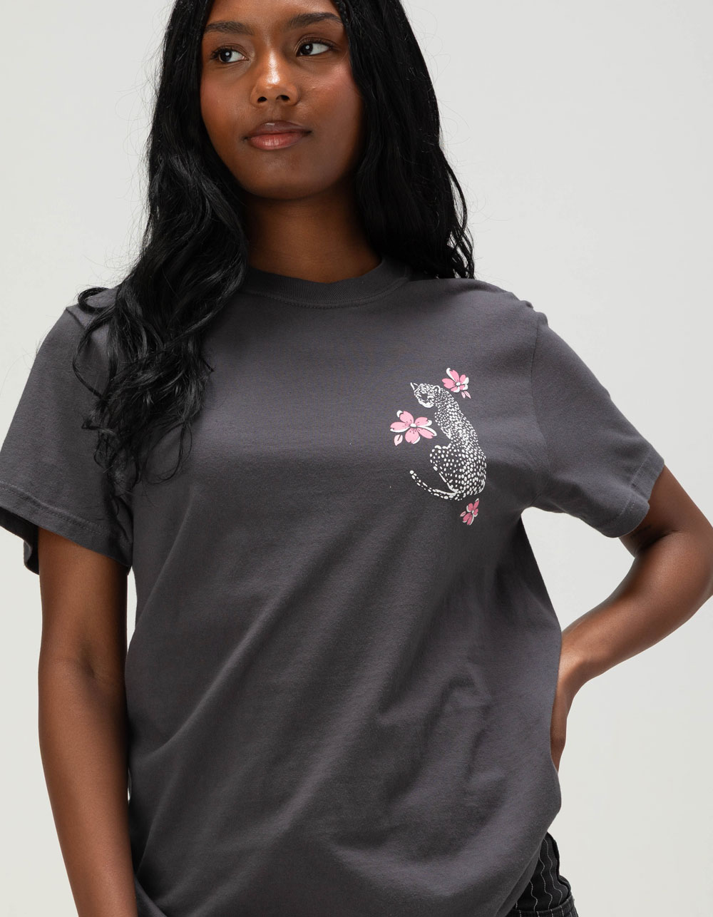 RIOT SOCIETY Cheetah Womens Tee - CHARCOAL