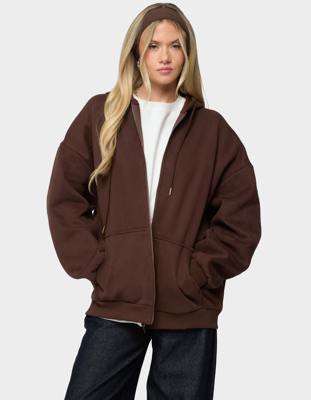 EDIKTED Elvie Oversized Hoodie - BROWN