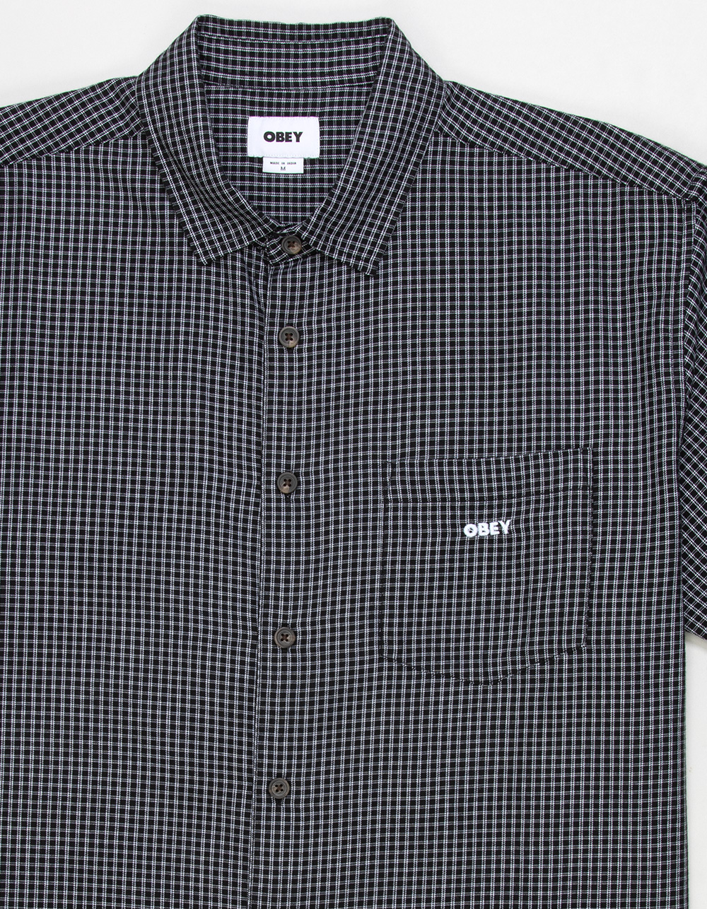 OBEY Bigwig Frank Mens Button Up Shirt - BLACK COMBO