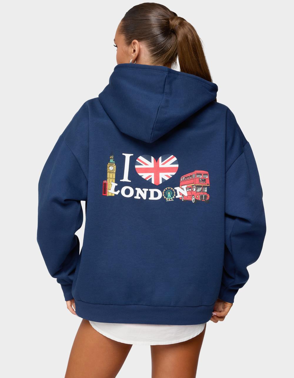 EDIKTED Love London Oversized Hoodie - NAVY
