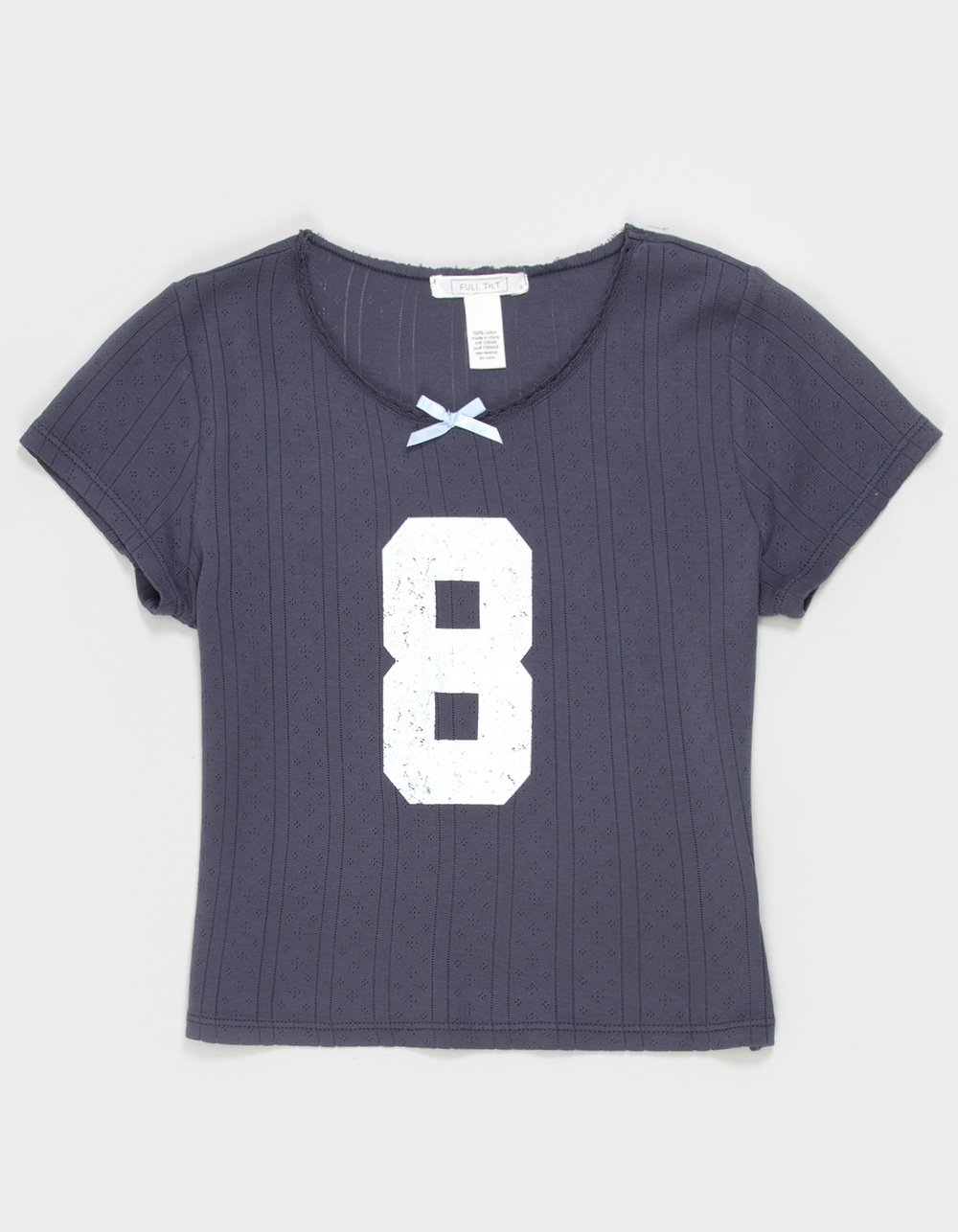 FULL TILT 8 Pointelle Girls Baby Tee - SLATE BLUE