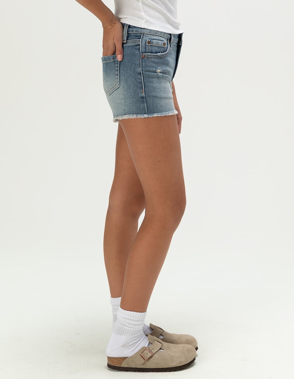 RSQ Girls Vintage High Rise Shorts - Dark Wash
