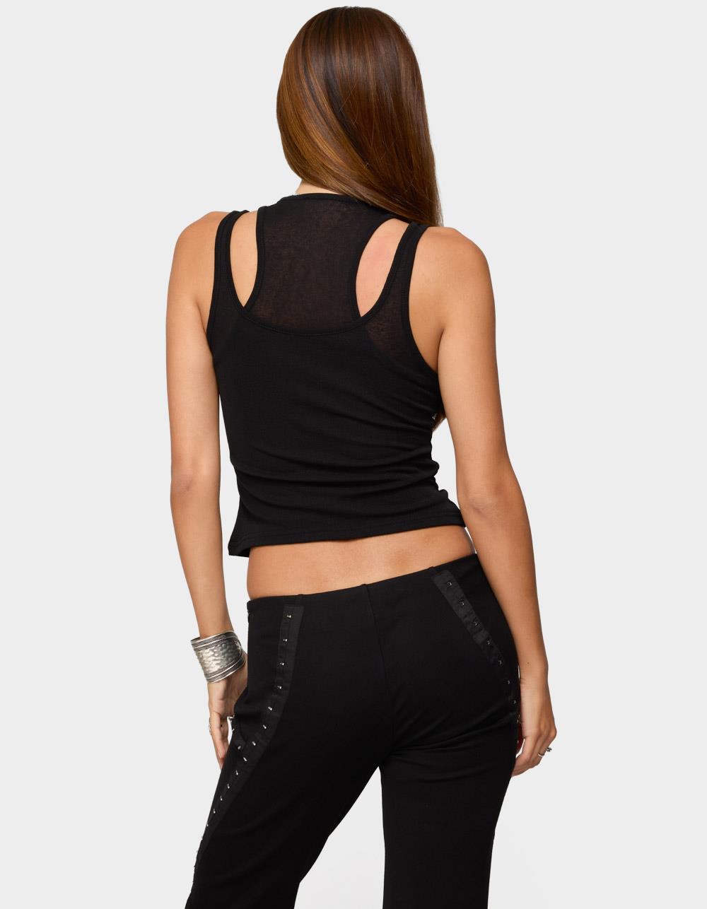 EDIKTED Sammy Layered Tank Top - BLACK