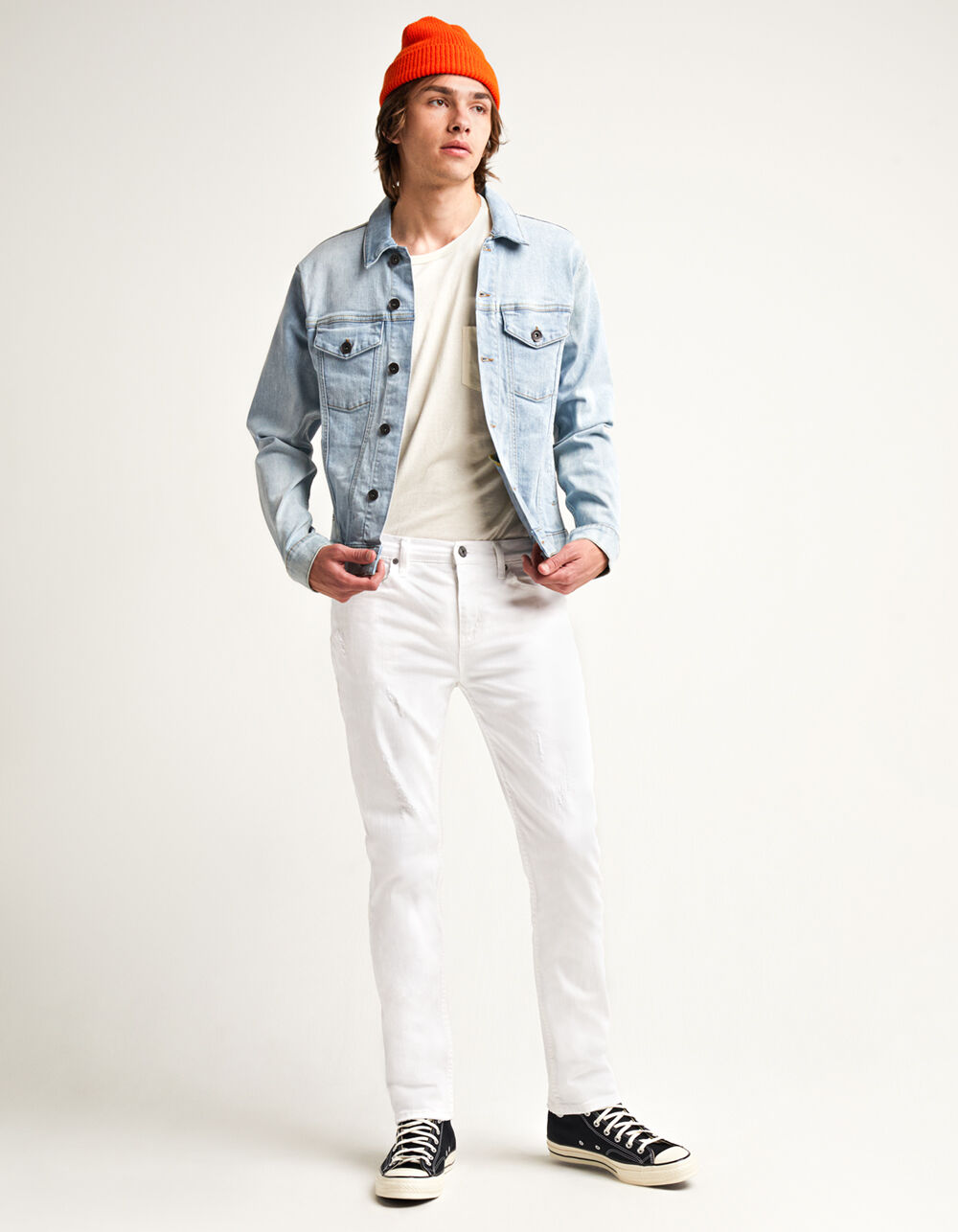 RSQ Mens Slim White Jeans - WHTDS 
