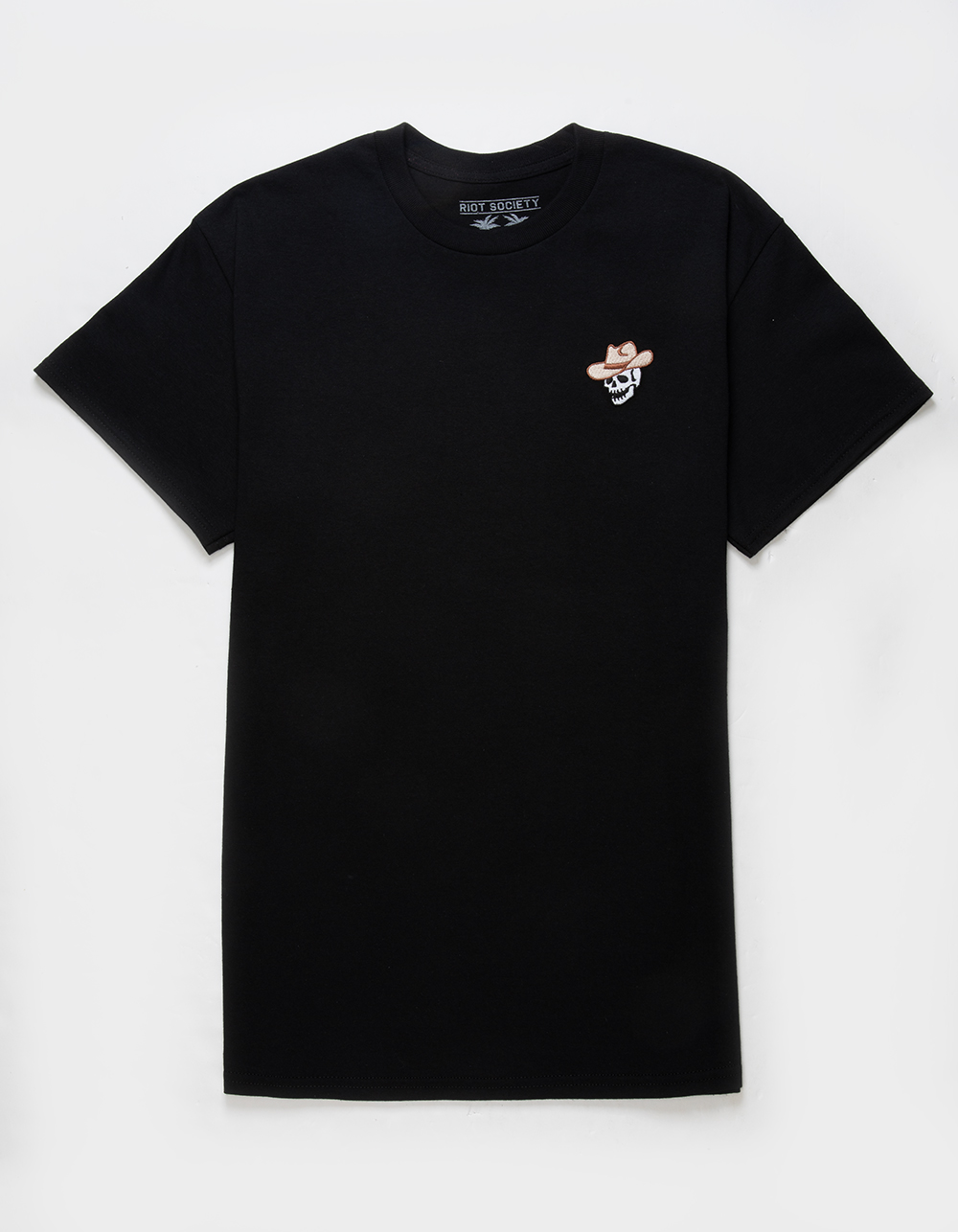 RIOT SOCIETY Skull Cowboy Embroidered Mens Tee - BLACK