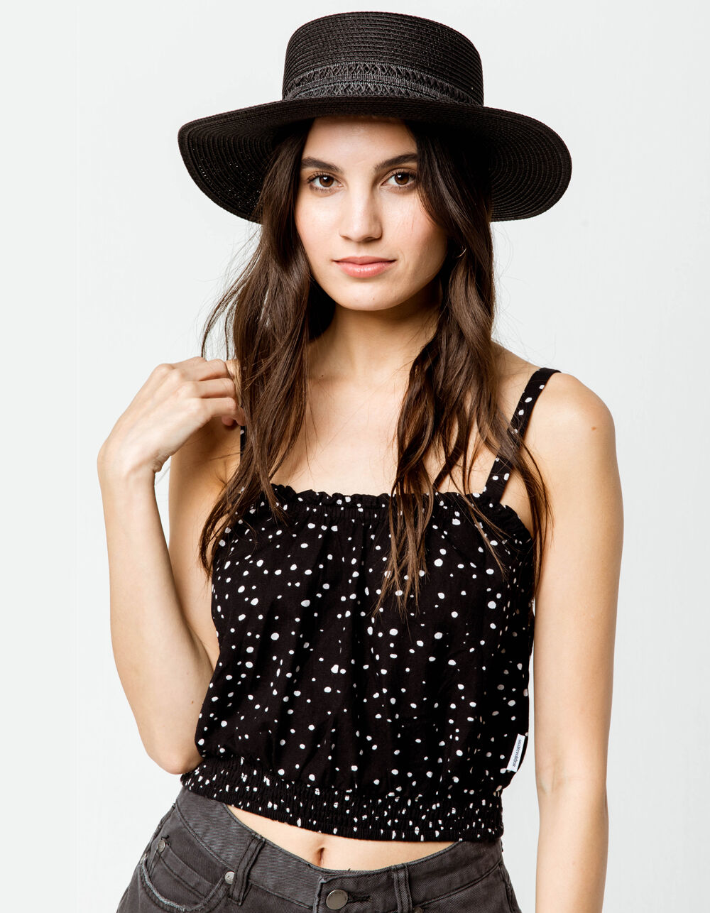 Cut Out Straw Womens Boater Hat - BLACK | Tillys