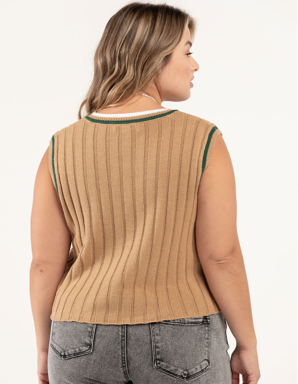 RSQ Preppy Womens Sweater Vest - TAN 
