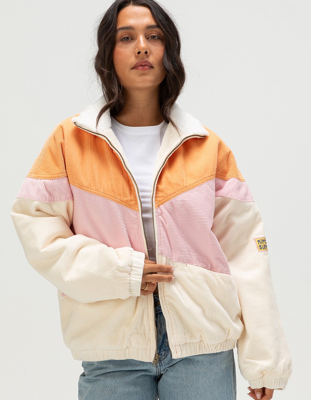 RIP CURL Sunset Womens Corduroy Jacket - WHITE COMBO