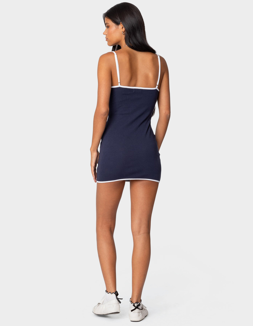 EDIKTED Lark Contrast Mini Dress - NAVY