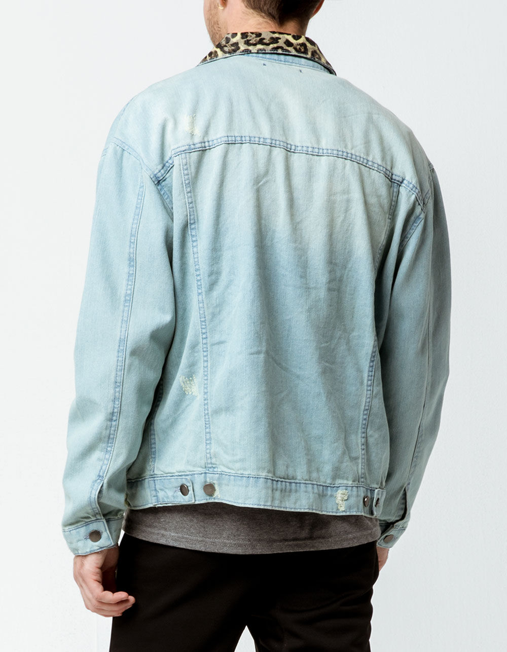 ELWOOD Truck Stop Safari Mens Ripped Denim Jacket Blue Tillys