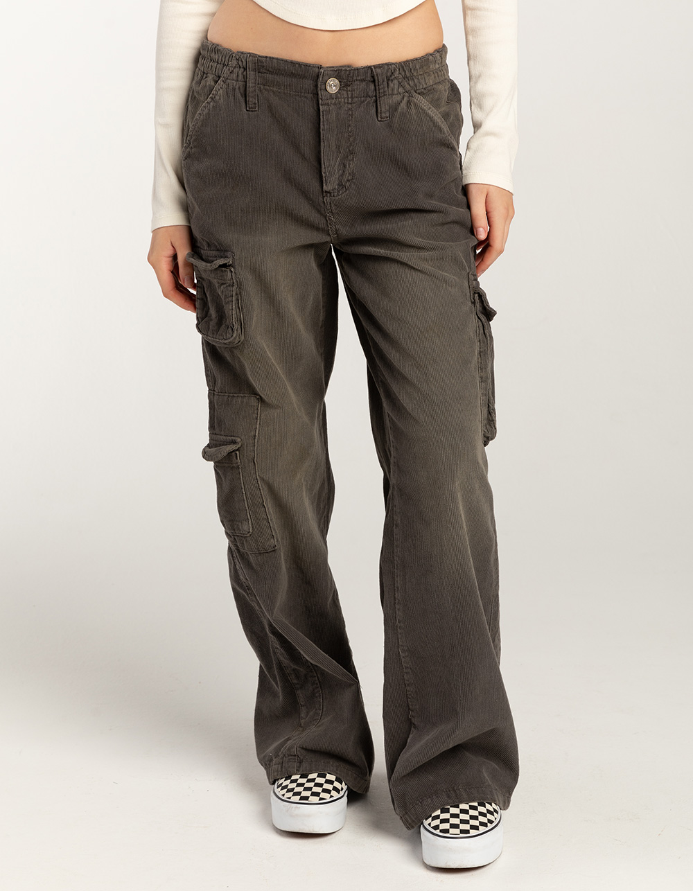 BDG Urban Outfitters Y2K Mid Rise Corduroy Womens Cargo Pants - CHARCOAL |  Tillys