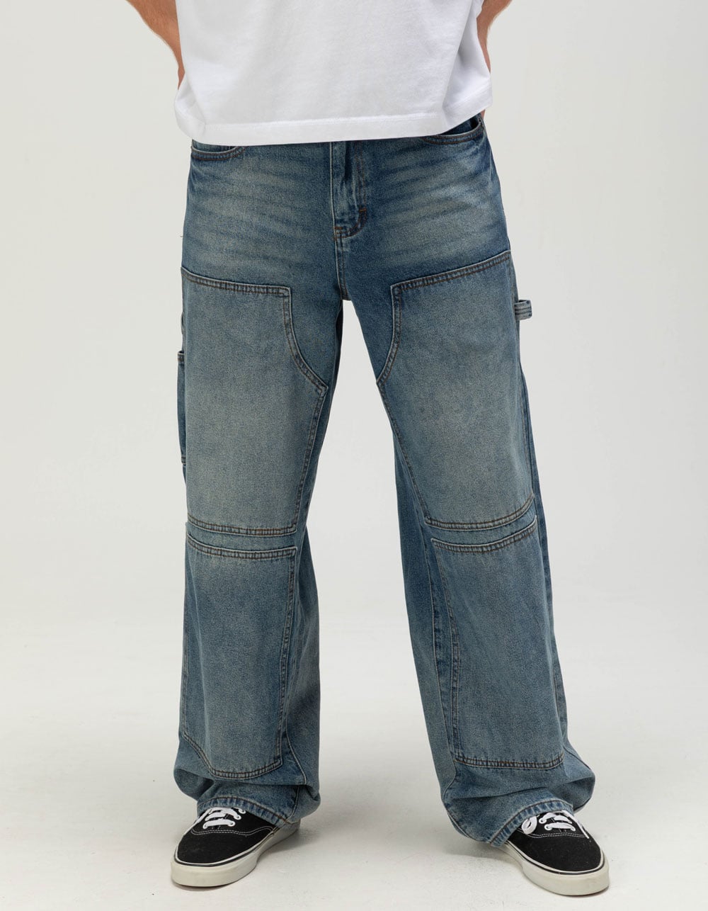RSQ Mens Extra Baggy Double Knee Carpenter Jeans - DARK VINTAGE