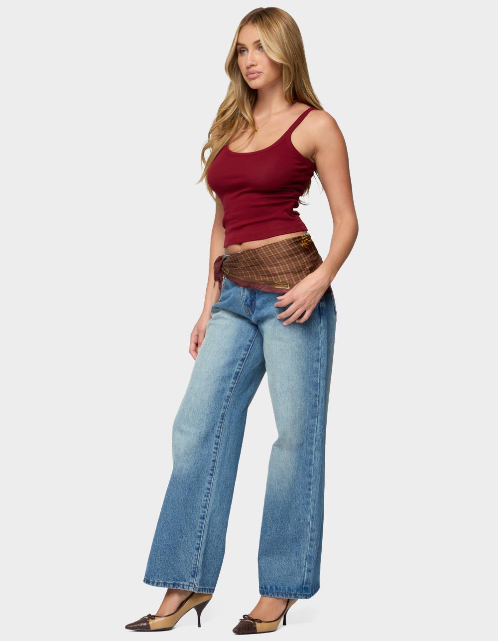 EDIKTED Basic Babe Tank Top - DK RED