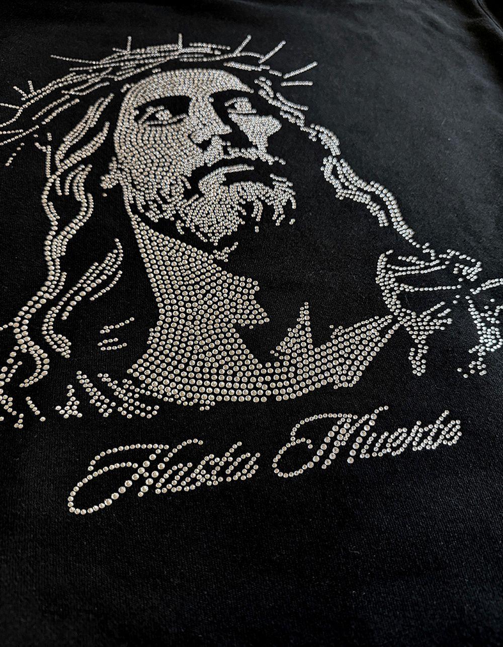 HASTAMUERTE Jesus Rhinestone Mens Hoodie - BLACK