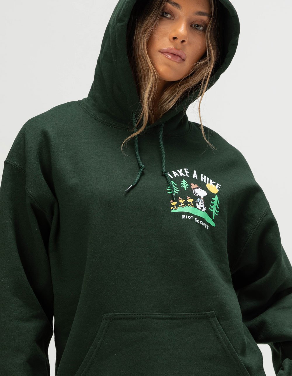 RIOT SOCIETY x Peanuts Take A Hike Womens Hoodie - GREEN
