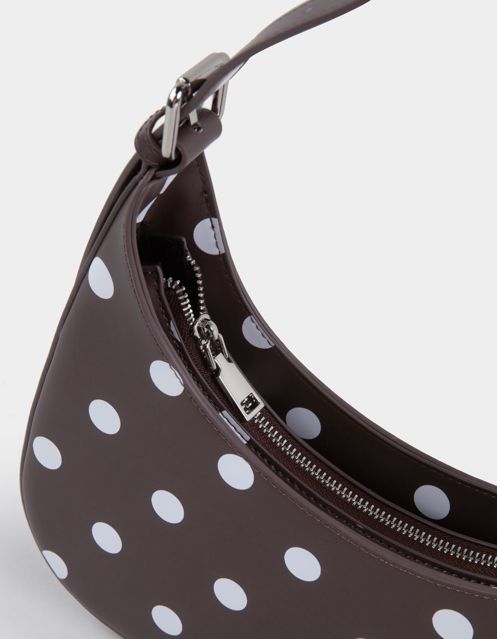 Polka Dot Shoulder Bag - CHOCOLATE