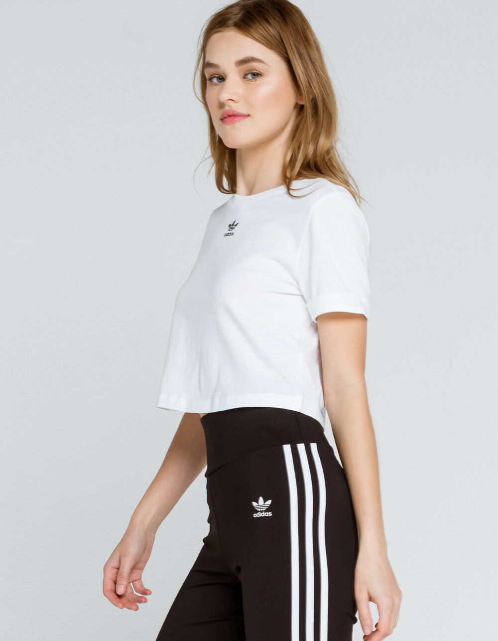 ADIDAS Adicolor Classics Roll-Up Sleeve Womens Crop Top - WHITE | Tillys