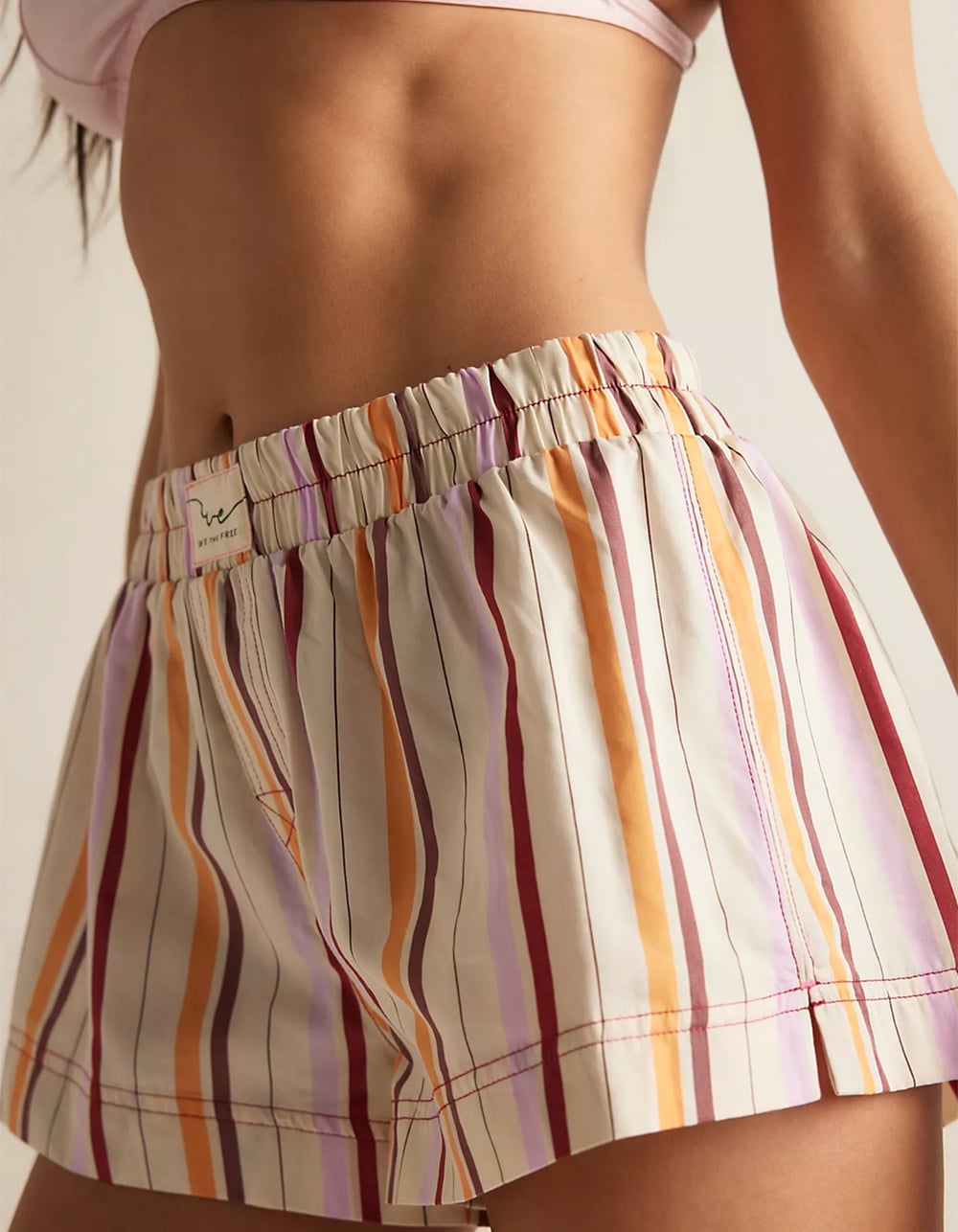 FREE PEOPLE Day To Womens Mini Boxers - Cream/Multi