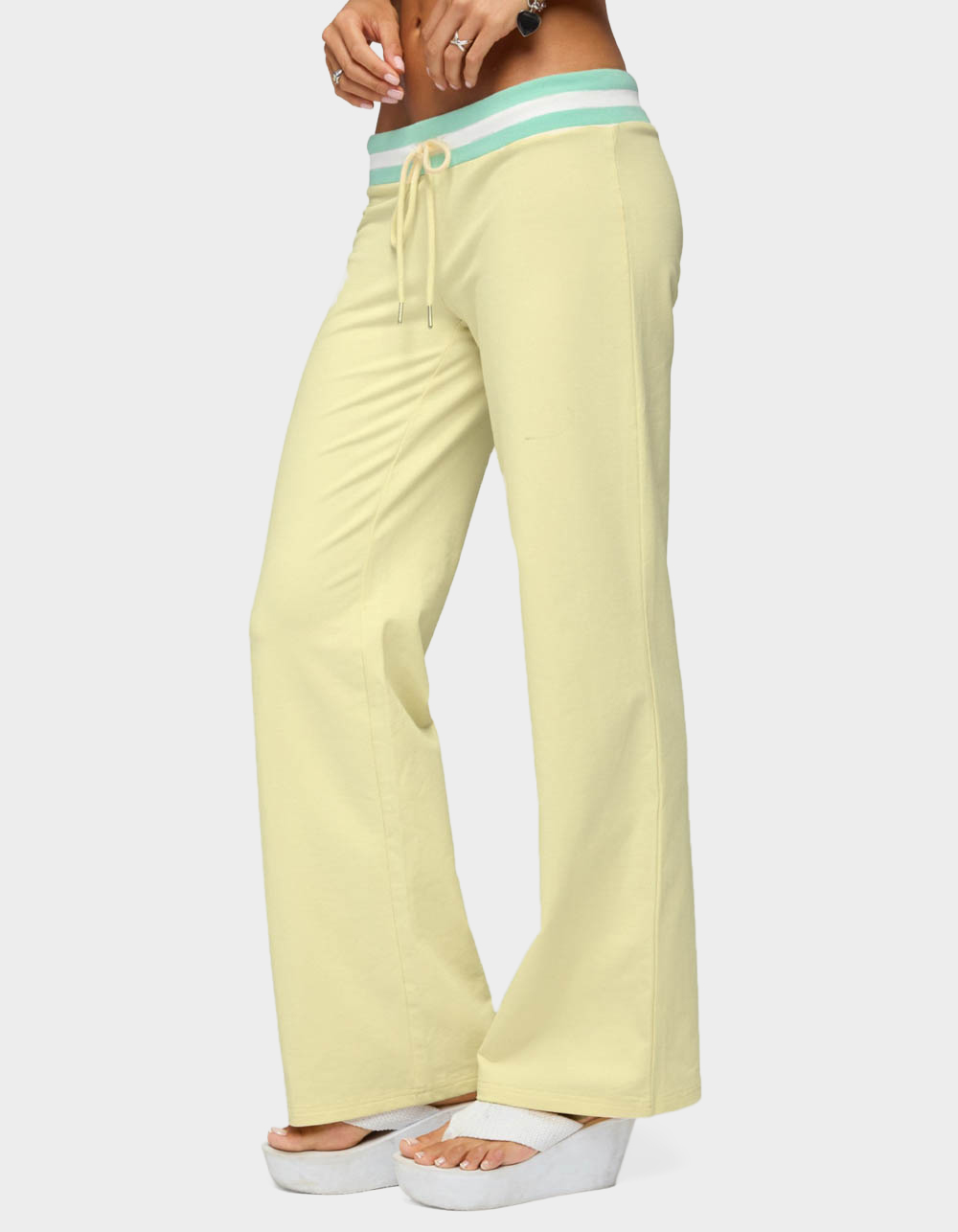EDIKTED Clioh Contrast Waist Sweatpants - YELLOW